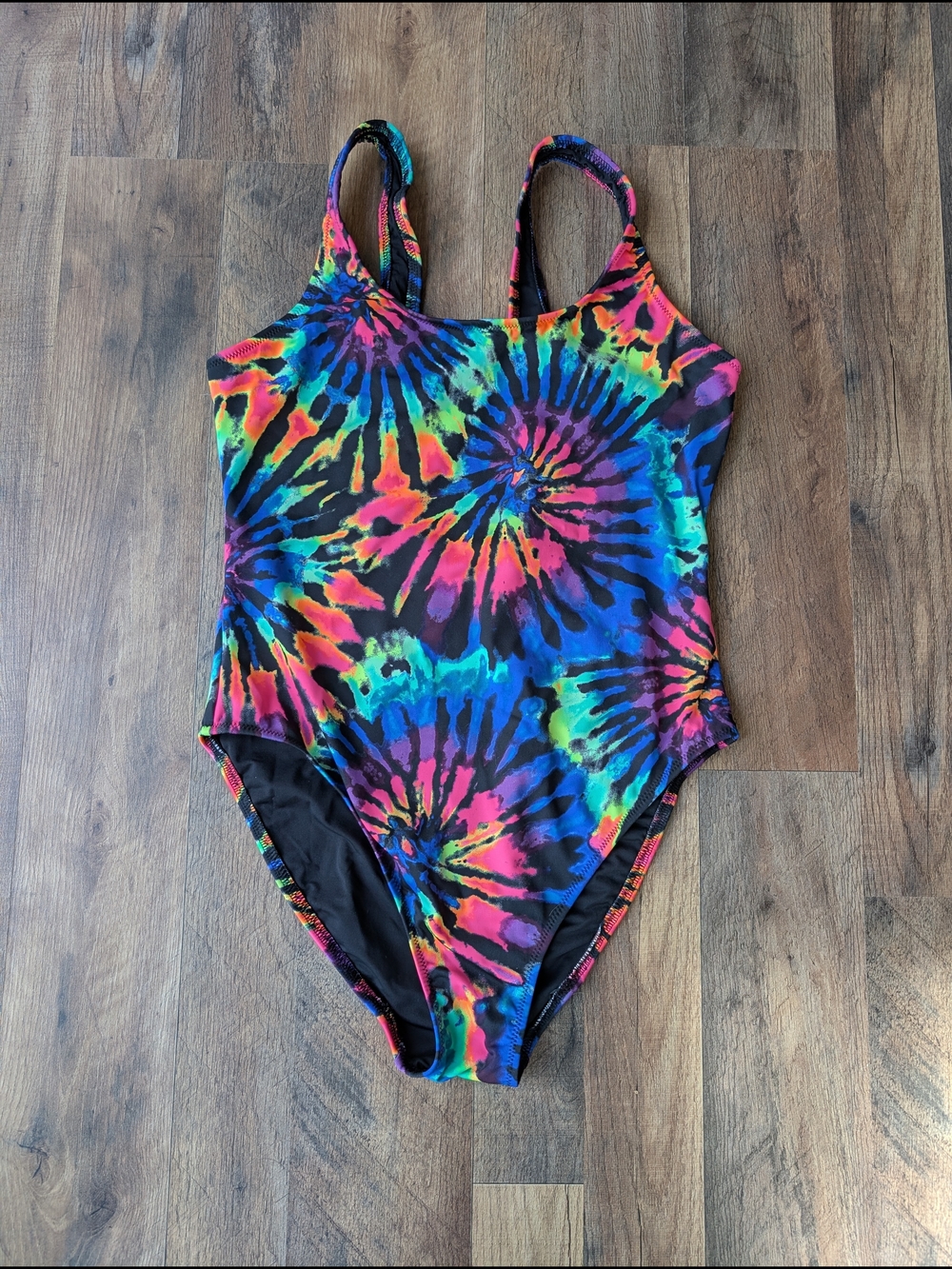 VS PINK Active Tie-Dye One-Piece Swimsuit - Neon Multicolor